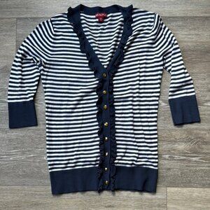 Merona Blue and White Nautical Cardigan Sweater